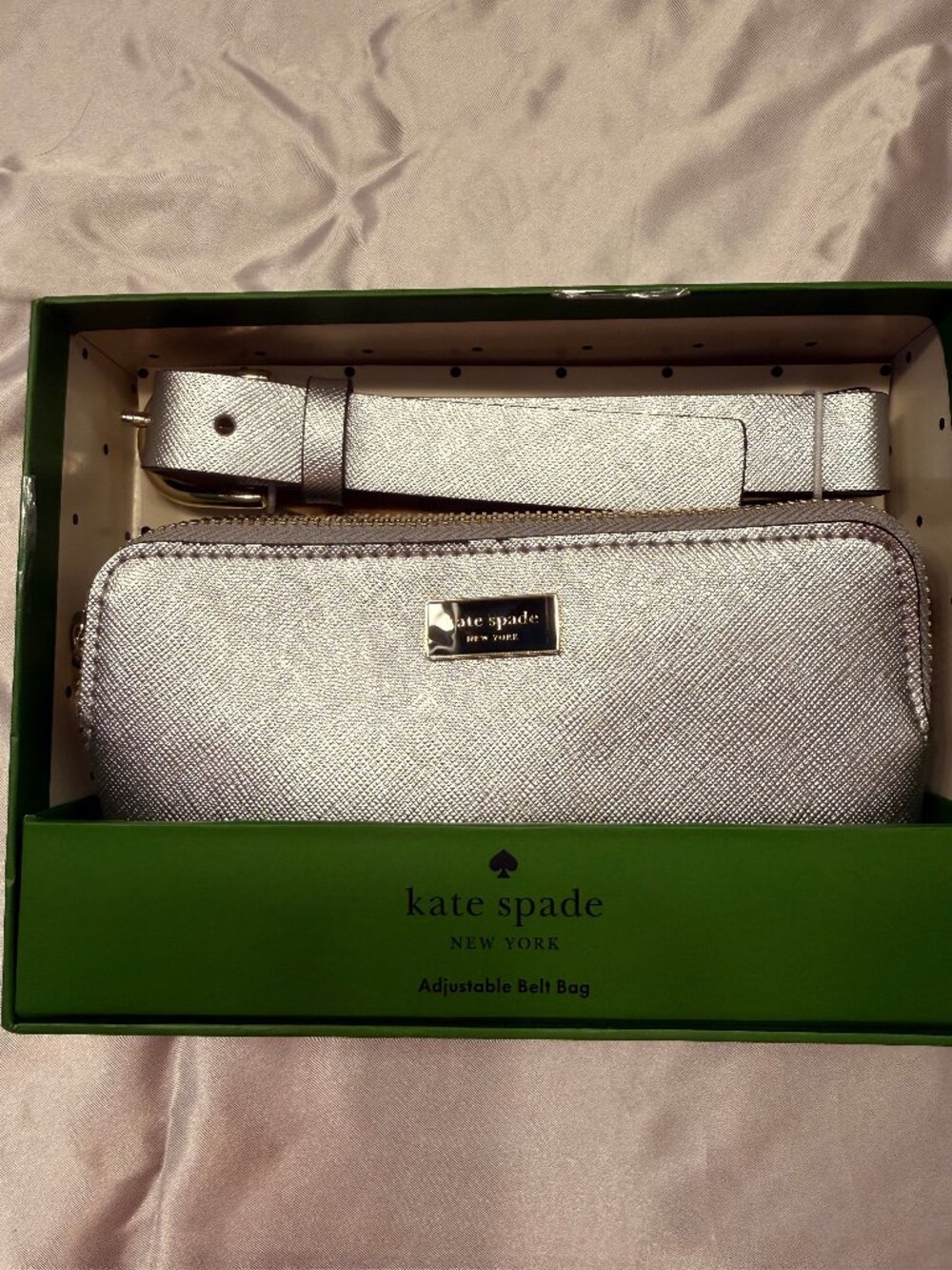 Kate Spade New York Metallic Silver Adjustable Belt Bag ✨